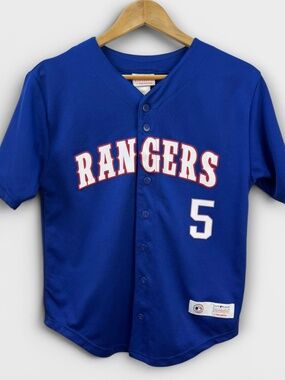 MLB Texas Rangers Jersey Kinsler #5 Youth Large 12-14 Blue Genuine Merchandise